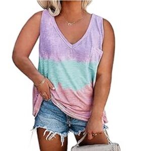Women’s (3X) Tie-Dye V-Neck Pocket Tank Top